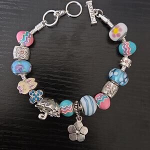 Willabee & Ward Toggle Charm Bracelet APRIL Showers Spring Flowers Easter